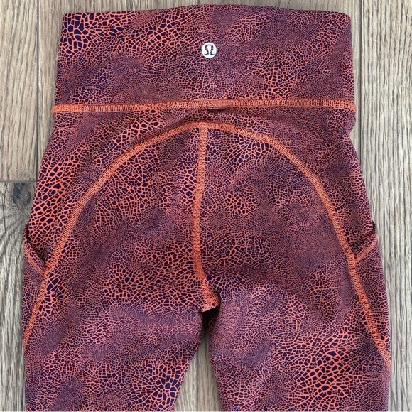 Lululemon Invigorate High Rise Crop Leggings Size 0 In Crackle Glaze Orange 23” - Picture 4 of 8